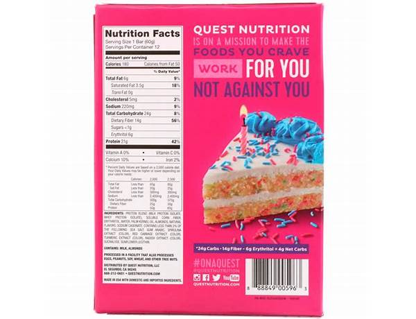 Quest birthday cake nutrition facts