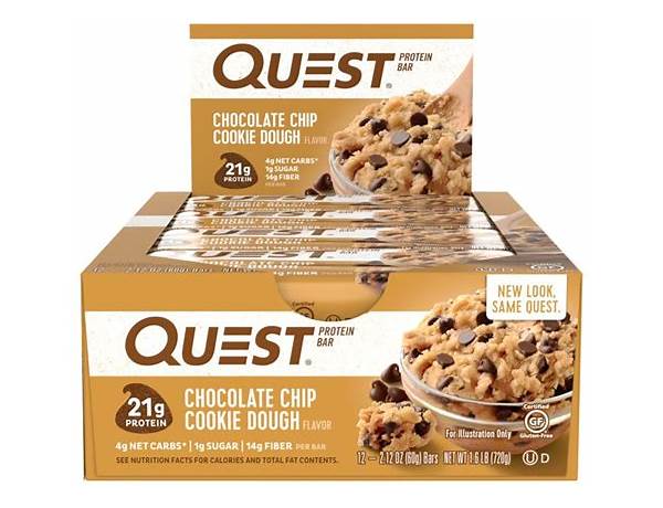 Quest chocolate chip cookie dough bar nutrition facts