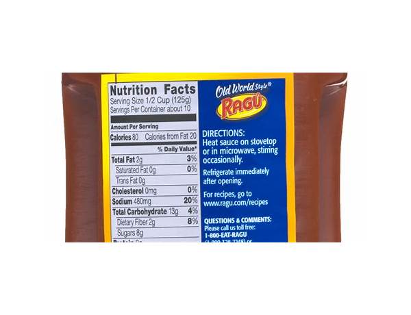 Ragu nutrition facts