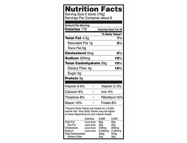 Raisin bread nutrition facts