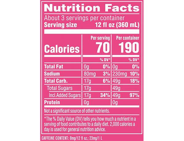 Raspberrry iced tea food facts