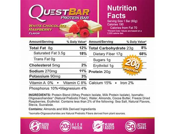 Raspberry cheesecake protein bar nutrition facts