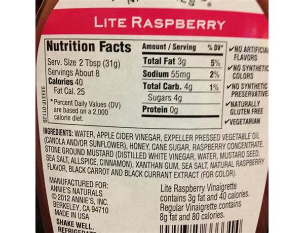 Raspberry vinaigrette food facts