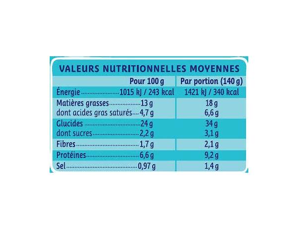 Ravioles à poêler chèvre nutrition facts