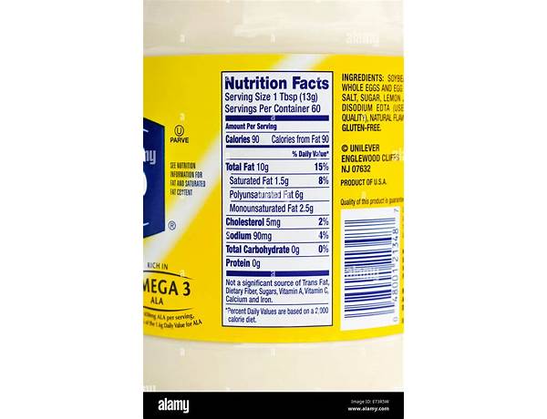 Real mayonnaise nutrition facts