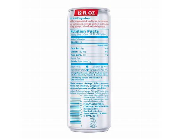 Red bull sugar free food facts