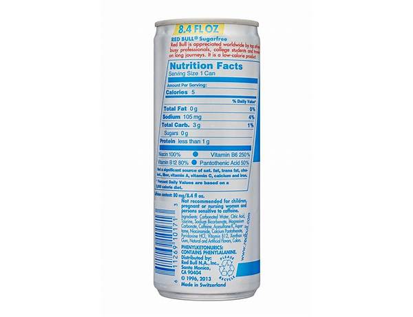 Red bull sugar free food facts