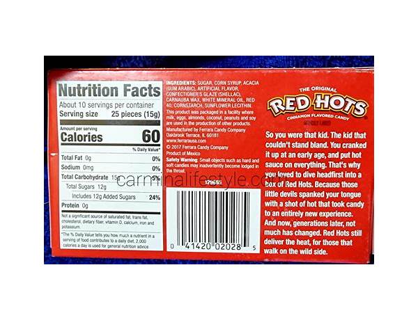 Red hots ingredients