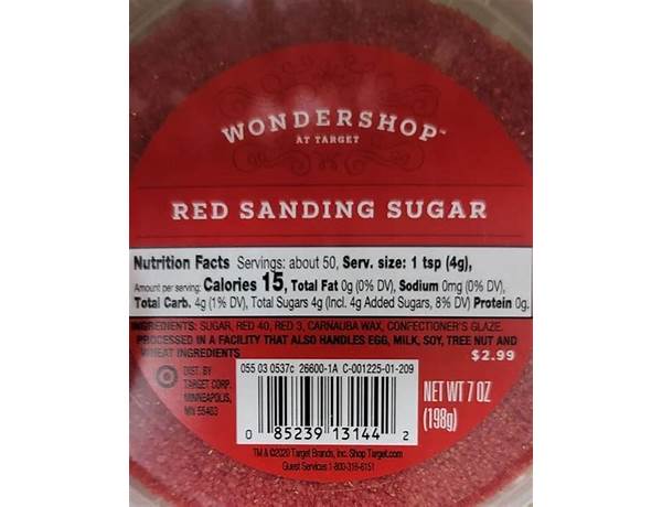 Red sanding sugar nutrition facts