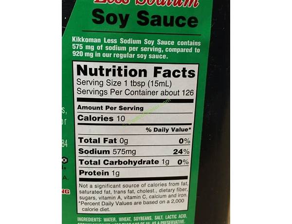 Reduced sodium soy sauce food facts