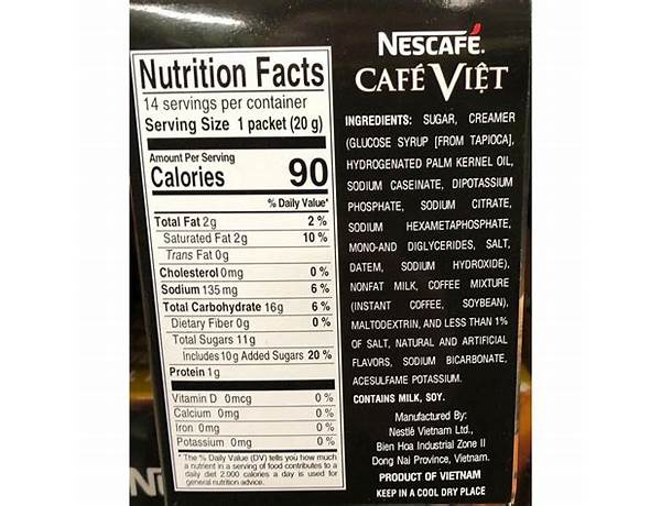 Regular instant coffee organic nutrition facts