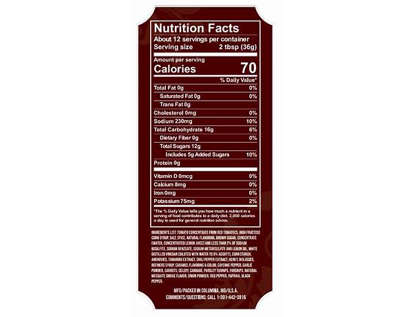 Return nutrition facts