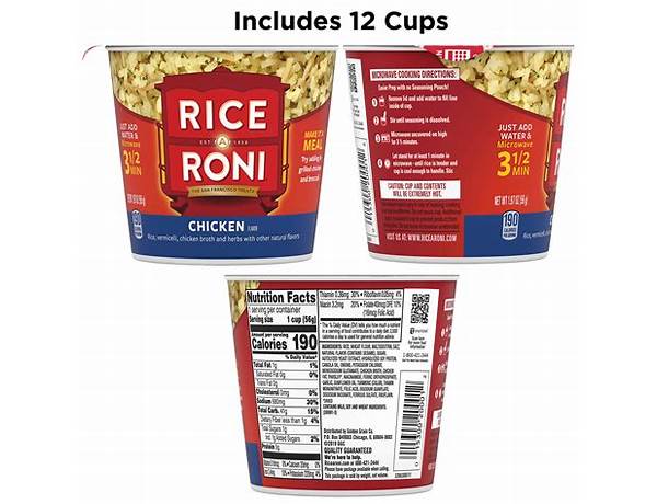 Rice a roni instant chicken flavor 1.97 ounce cup ingredients