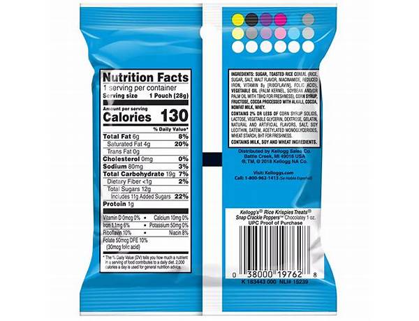 Rice krispies treats poppers, chocolatey nutrition facts