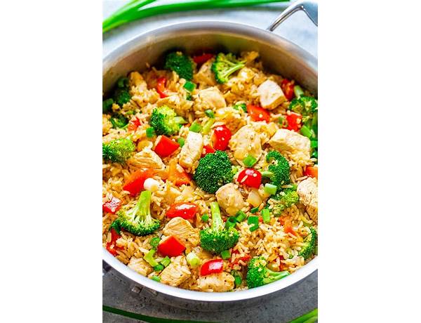 Rice with chicken and vegetables ingredients