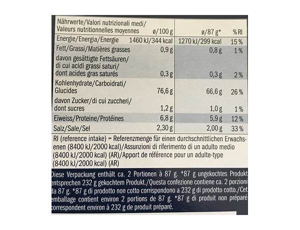 Risotto  safran nutrition facts