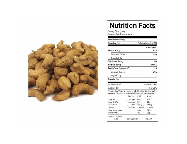 Roasted cashews food facts