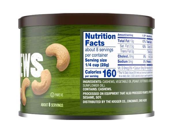 Roasted cashews unsalted mccaffreys nutrition facts