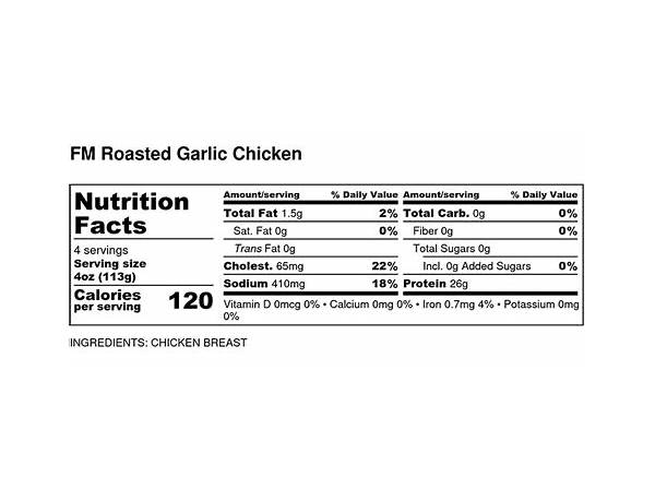 Roasted garlic chicken food facts