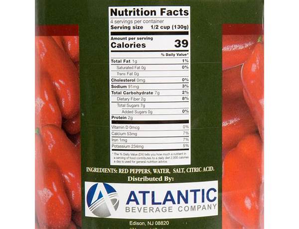 Roasted red peppers nutrition facts