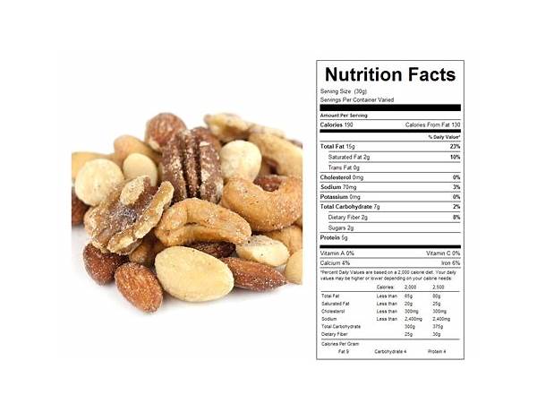 Roasted salted mix nuts food facts