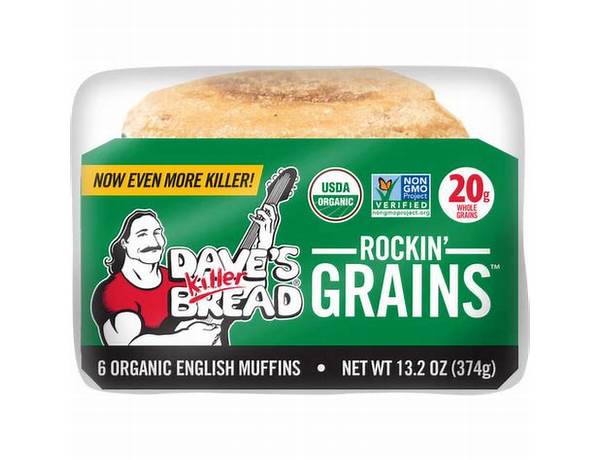 Rockin' grains organic english muffins, rockin' grains food facts