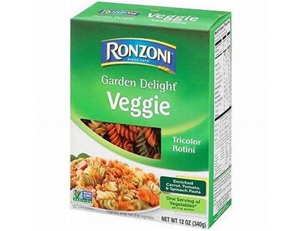 Ronzoni, garden delight, tricolor rotini, enriched carrot, tomato & spinach pasta food facts