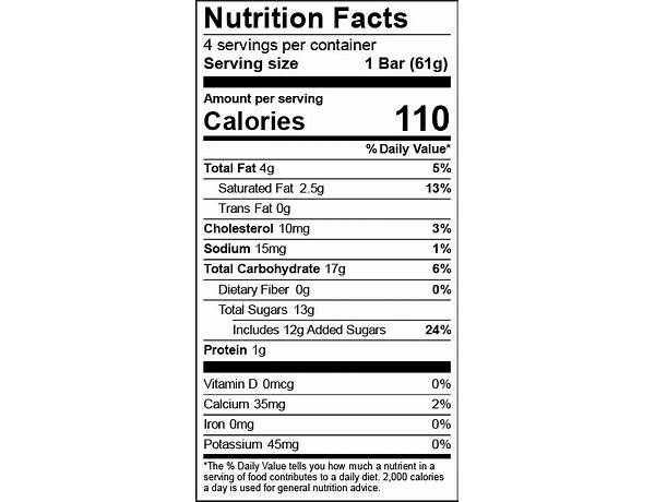 Root beer float bars nutrition facts