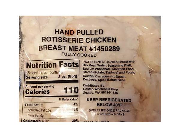 Rotisserie chicken breast food facts