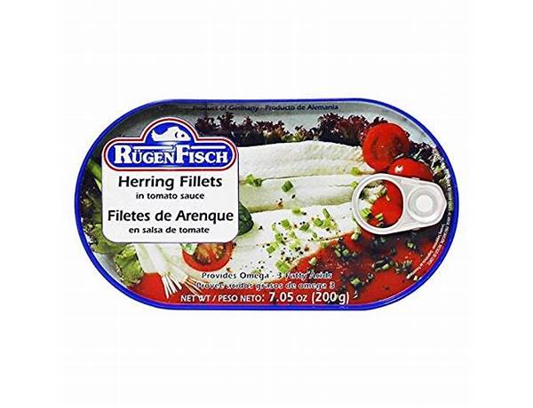 Rugen fisch, herring fillets in tomato sauce ingredients