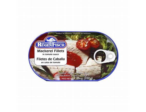 Rugen fisch, mackerel fillets in tomato sauce food facts