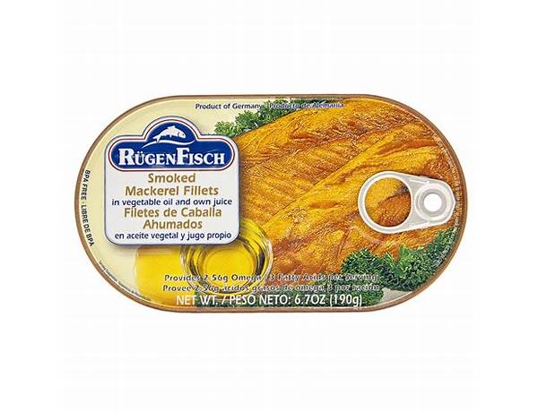 Rugen fisch, smoked mackerel fillets in vegetable oil food facts