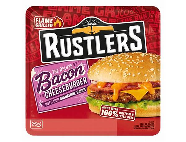 Rustlers bacon cheese burger food facts
