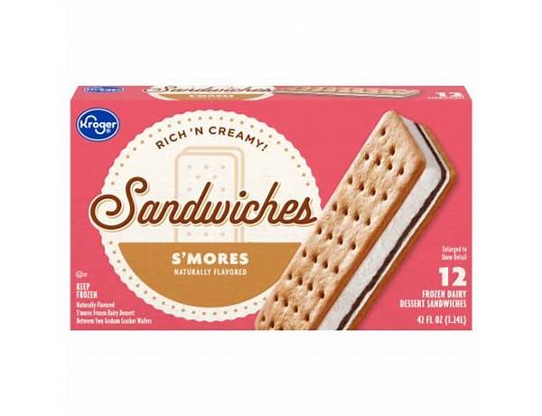 S'mores flavor frozen dairy dessert sandwiches food facts