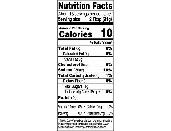 Salsa (mild) nutrition facts
