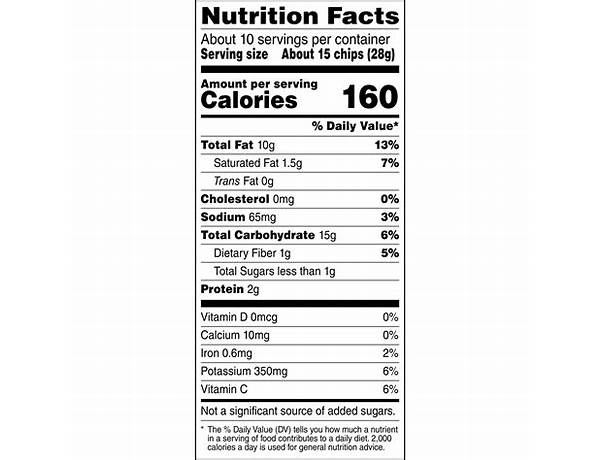 Salted, vegetable chips nutrition facts