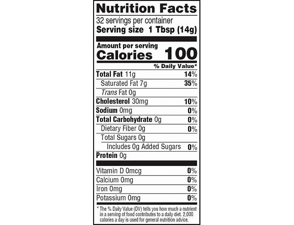 Salted butter, salted nutrition facts