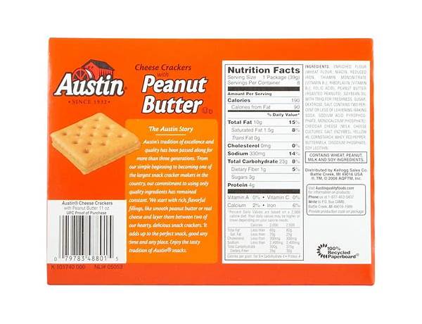 Sandwich crackers, real peanut butter food facts