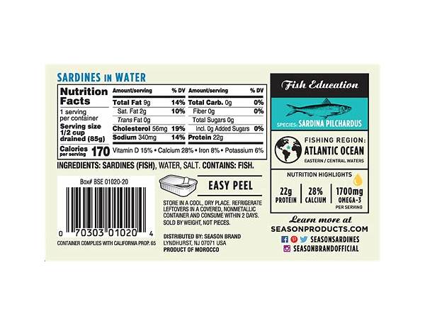 Sardines in water nutrition facts