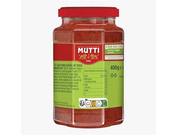 Sauce tomate au basilic aop de gênes nutrition facts