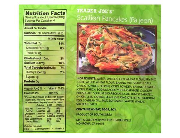 Scallion pancakes(pa jeon) nutrition facts