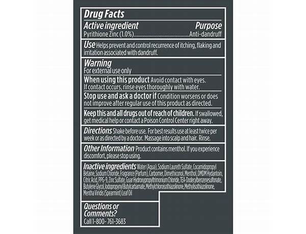 Scalp relief shampoo nutrition facts