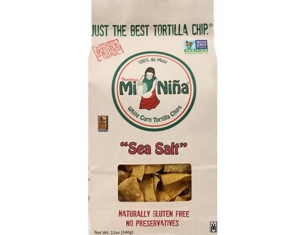 Sea salt white corn tortilla chip food facts