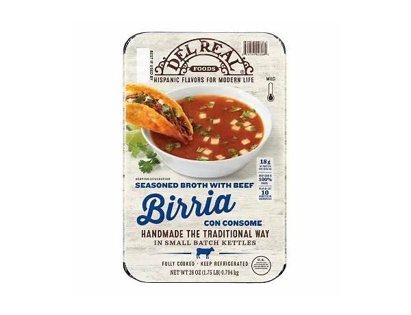 Seasoned broth with birria food facts