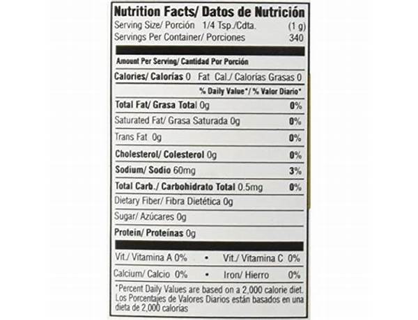 Seasoning complete nutrition facts