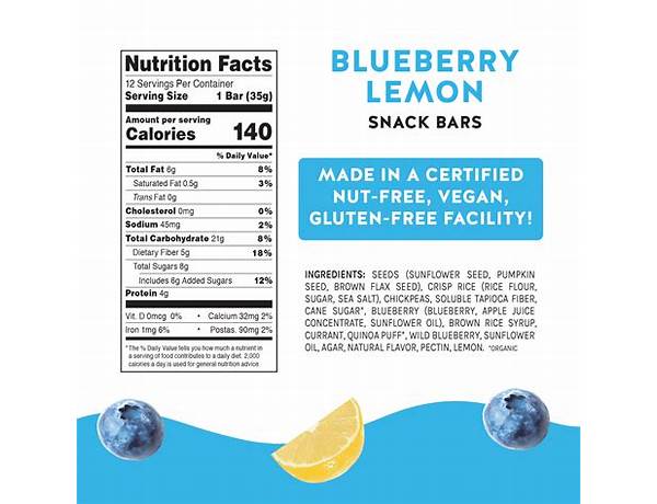 Seed based blueberry lemon snack bar food facts