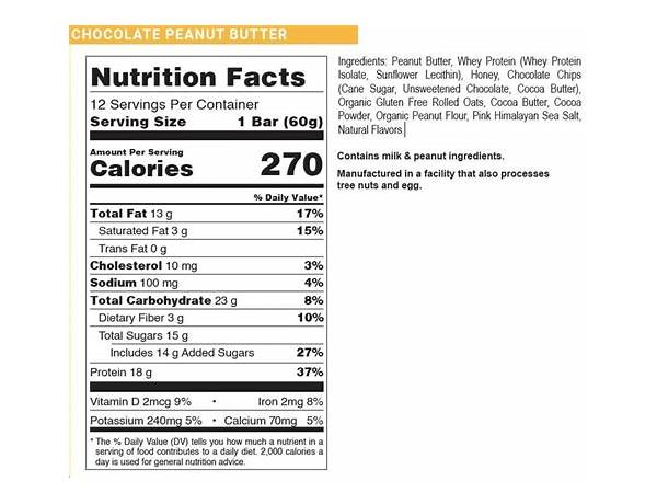 Selectgo protein bar food facts