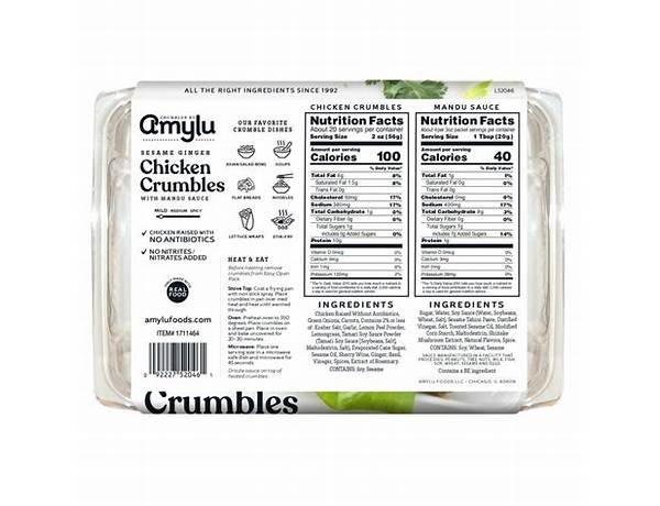 Sesame ginger chicken crumbles food facts