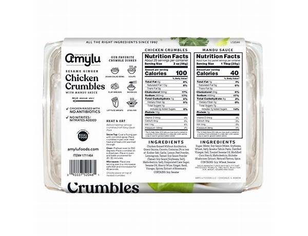 Sesame ginger chicken crumbles nutrition facts