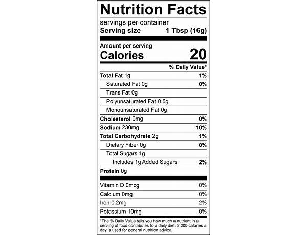 Sesame teriyaki sauce, original nutrition facts